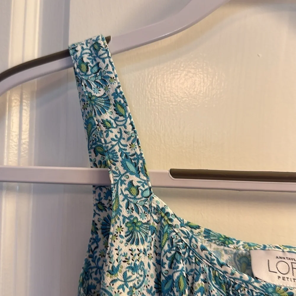 LOFT Blue and White Chemise with Floral Print
